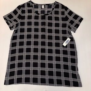 Old navy NWT black and white plaid woven short sleeve medium